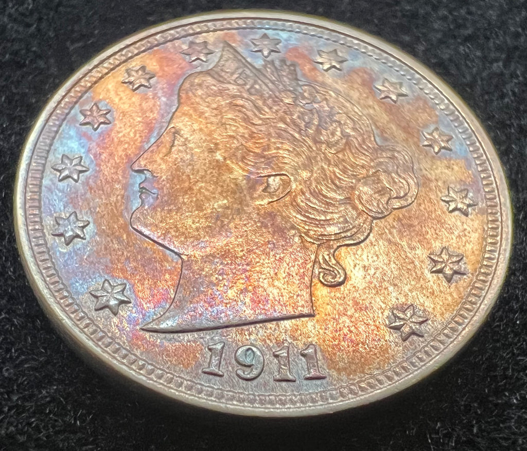 1911 V Nickel Colorful Toning