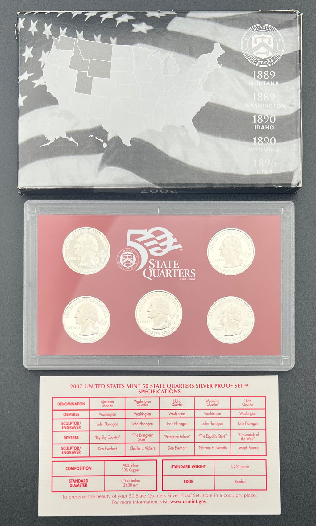 2007 90% Silver US Mint 50 State Quarters Silver Proof Set (5 AVAILABLE)