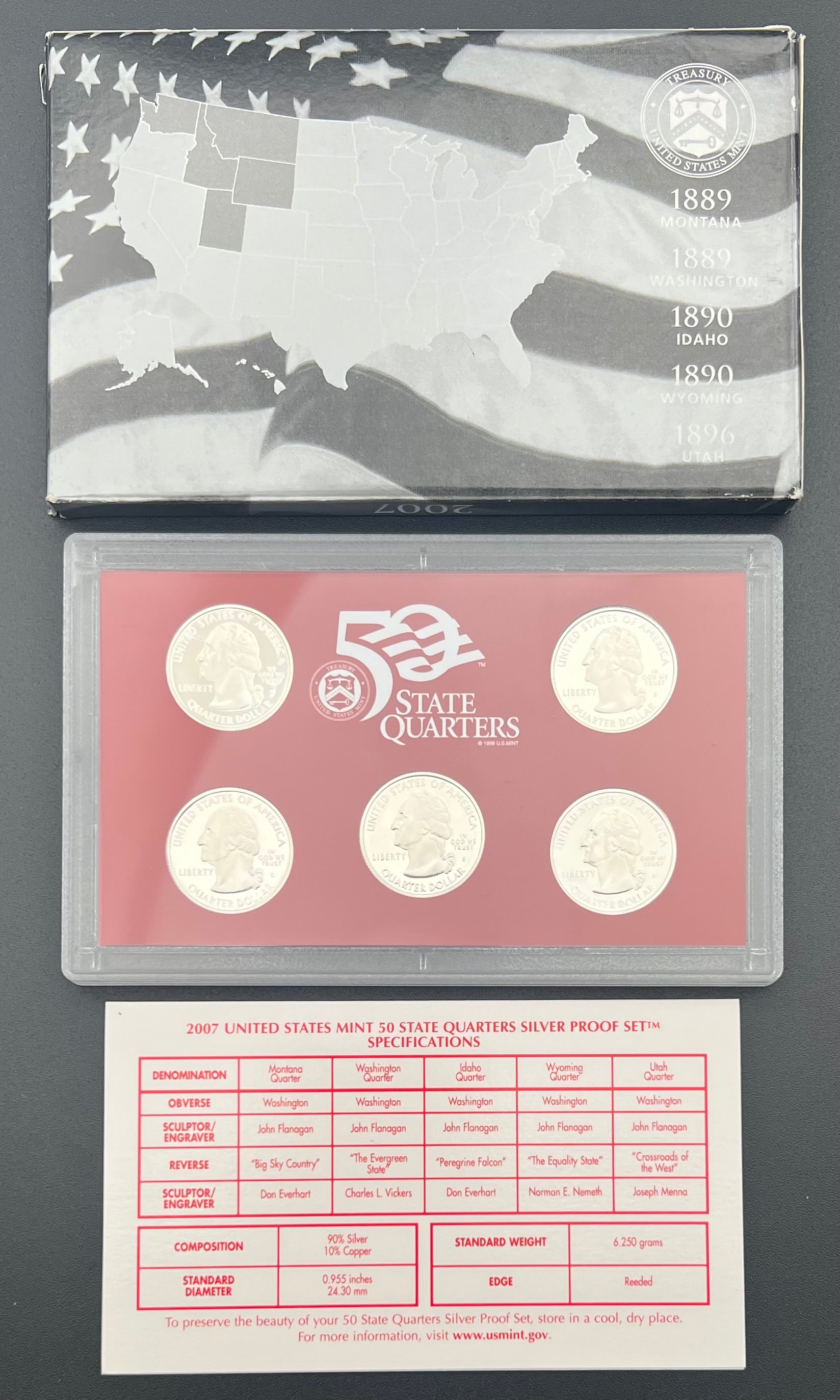 2007 90% Silver US Mint 50 State Quarters Silver Proof Set (5 AVAILABLE)