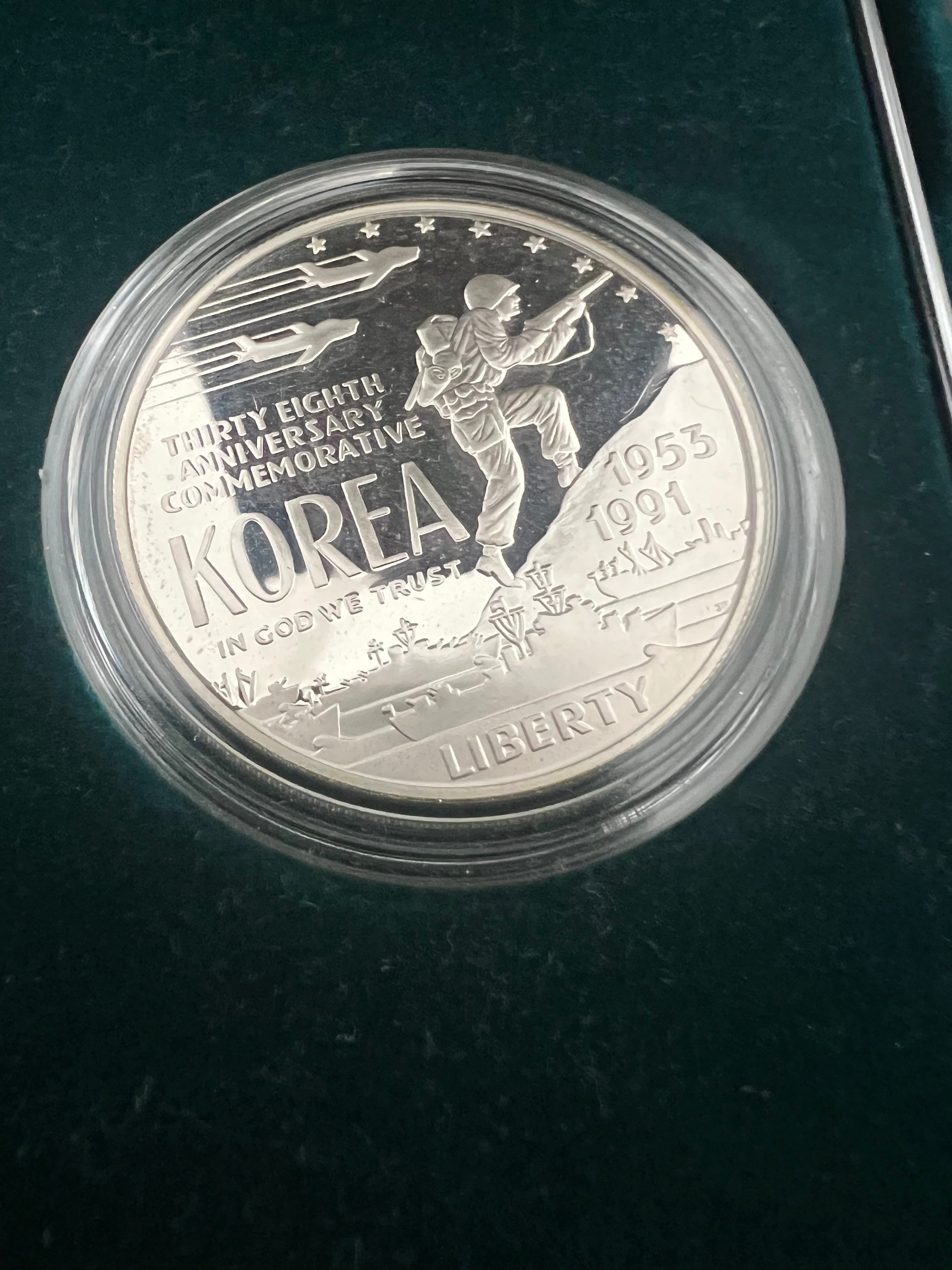 1991-P Korean War Memorial Proof 90% Silver Dollar