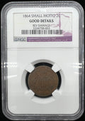 1864 2 Cents Small Motto NGC Good Details - Rev Damage