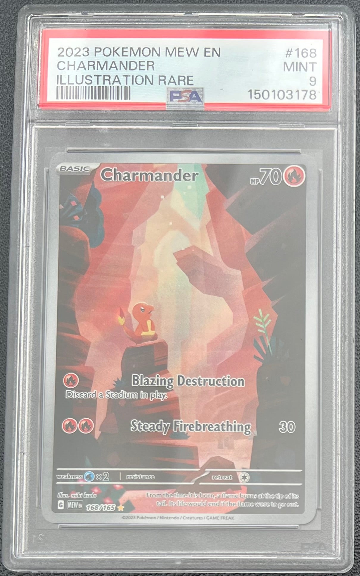 2023 Pokemon Mew EN-151 #168 Charmander Illustration Rare PSA 9