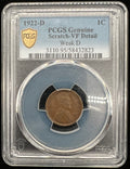 1922-D Weak D Lincoln Cent PCGS VF Details - Scratch