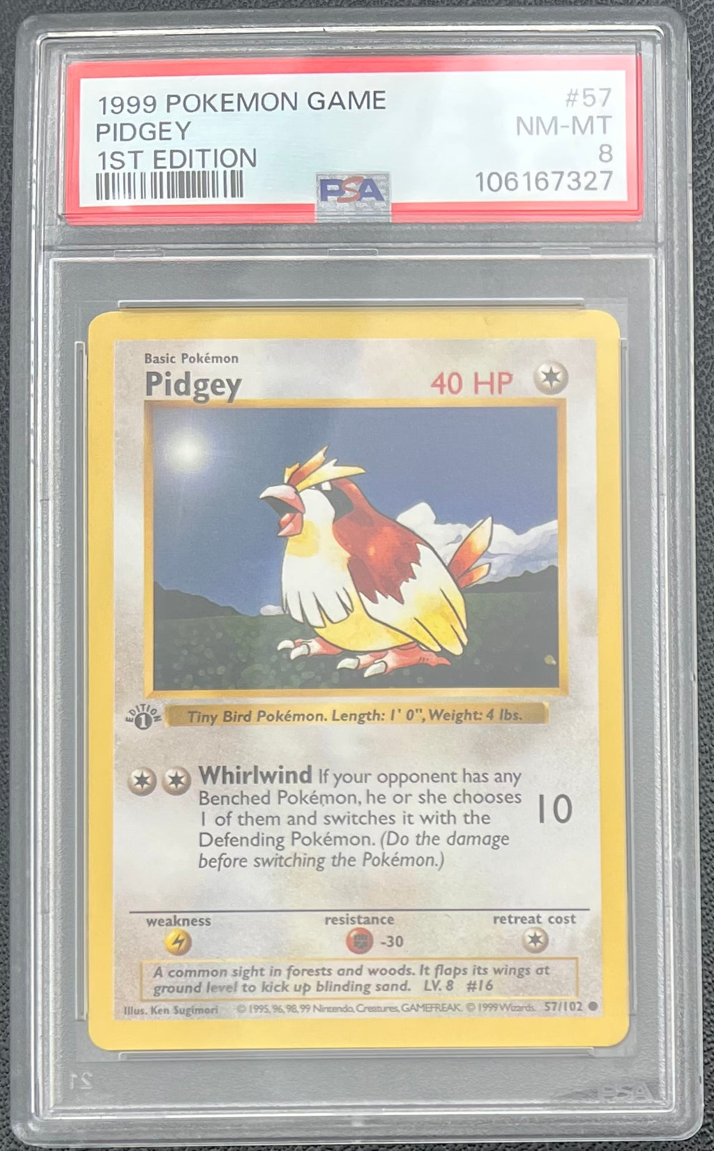 1999 POKEMON GAME #57 PIDGEY 1ST EDITION PSA 8