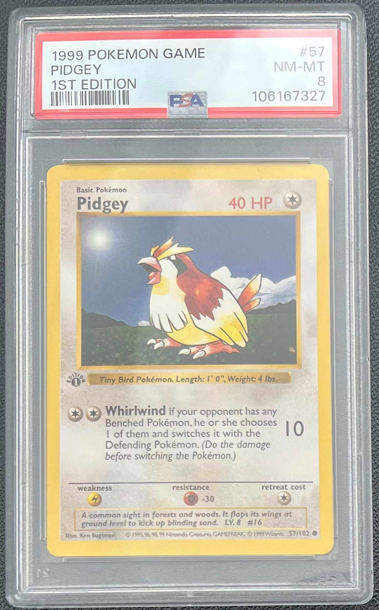 1999 POKEMON GAME #57 PIDGEY 1ST EDITION PSA 8