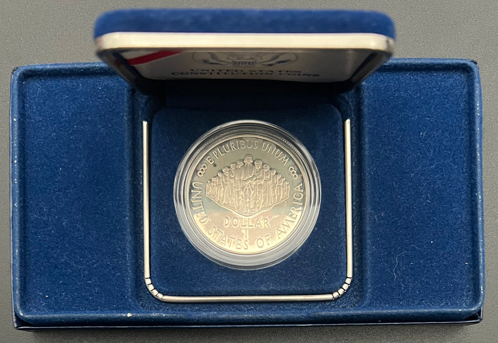 1987-S Constitution Bicentennial 90% Proof Silver Dollar - Incomplete Packaging