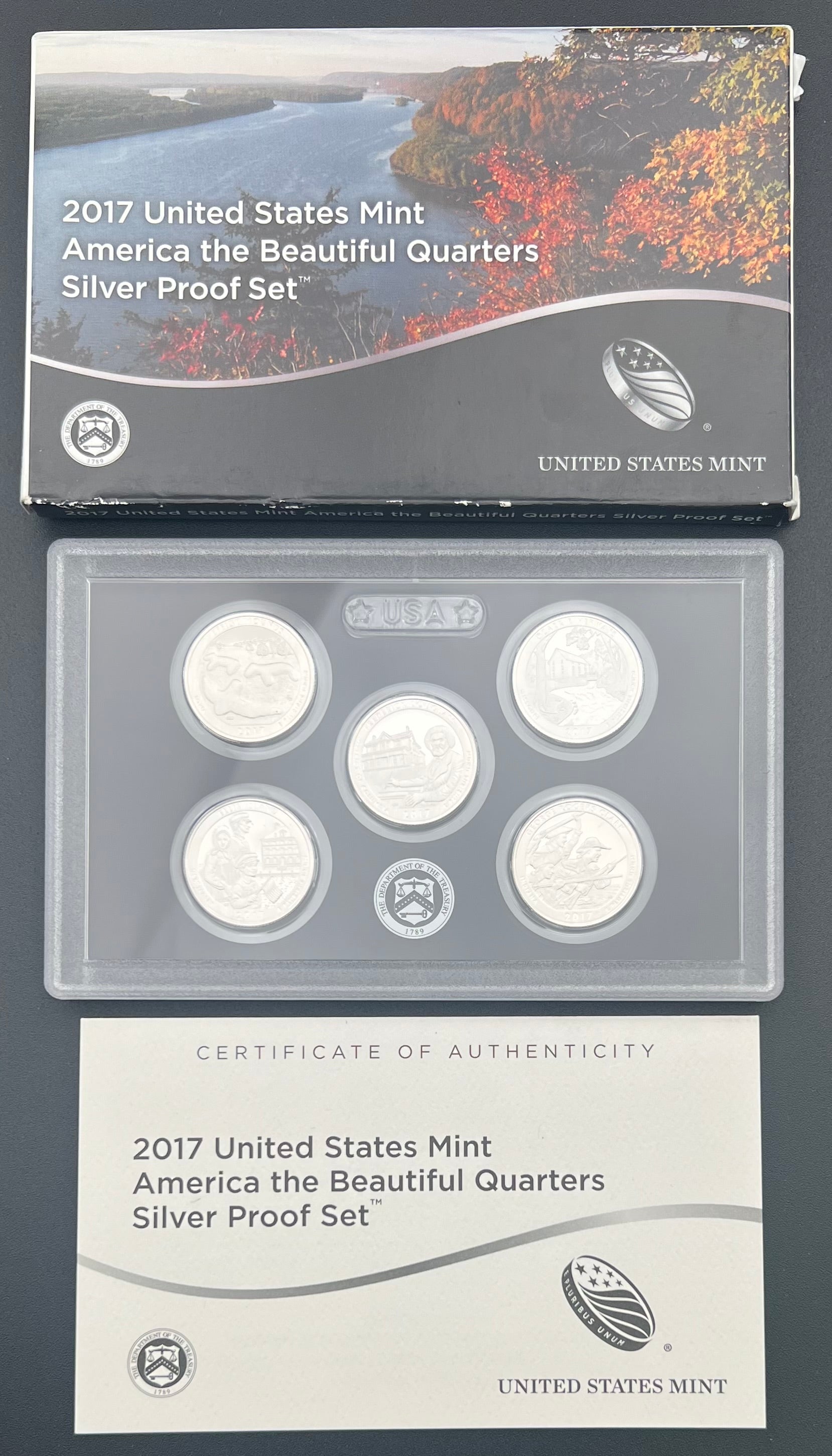 2017 90% Silver US Mint Proof America The Beautiful Silver Quarter Set