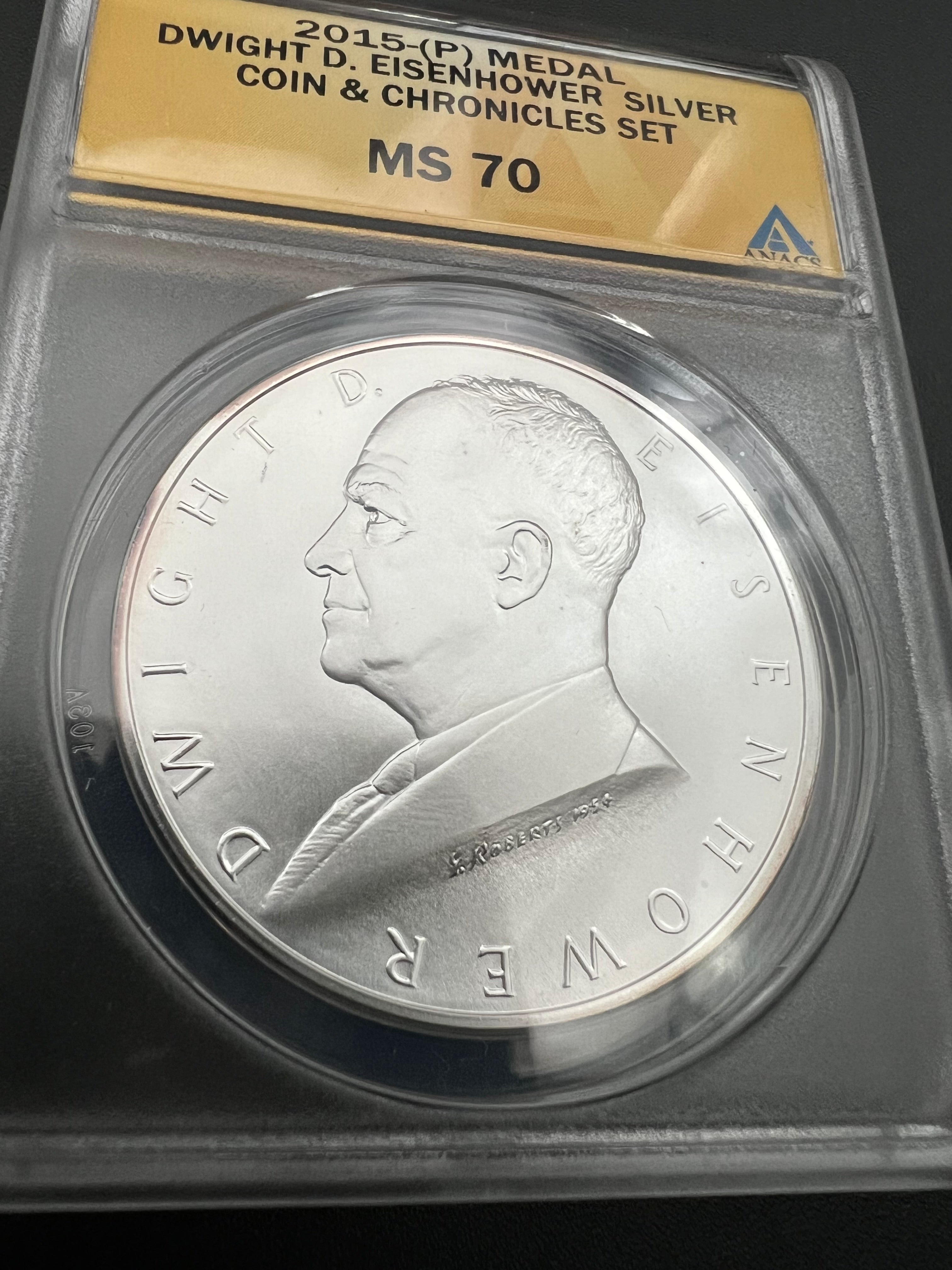 2015-P Eisenhower Coin & Chronicles Set MS70 Medal ANACS