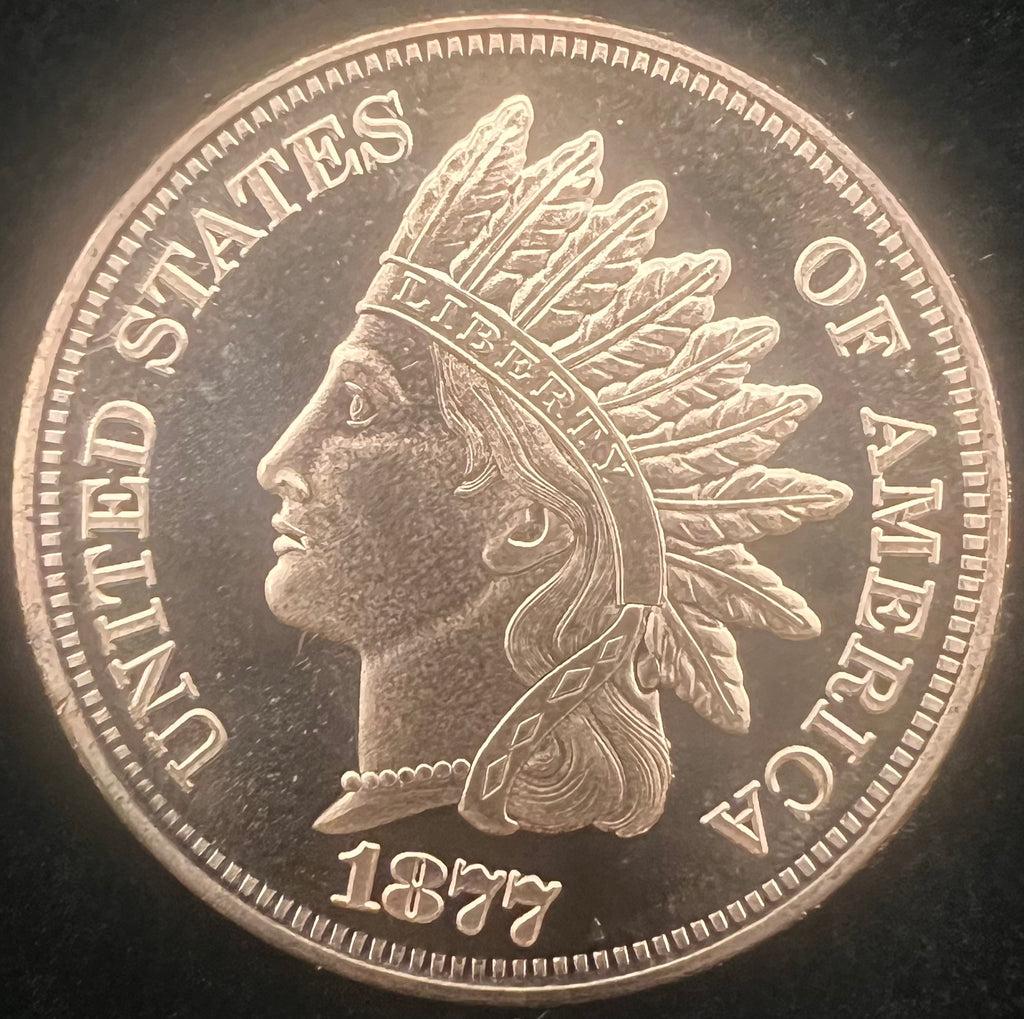 1877 Indian Head Cent 1oz Copper Round
