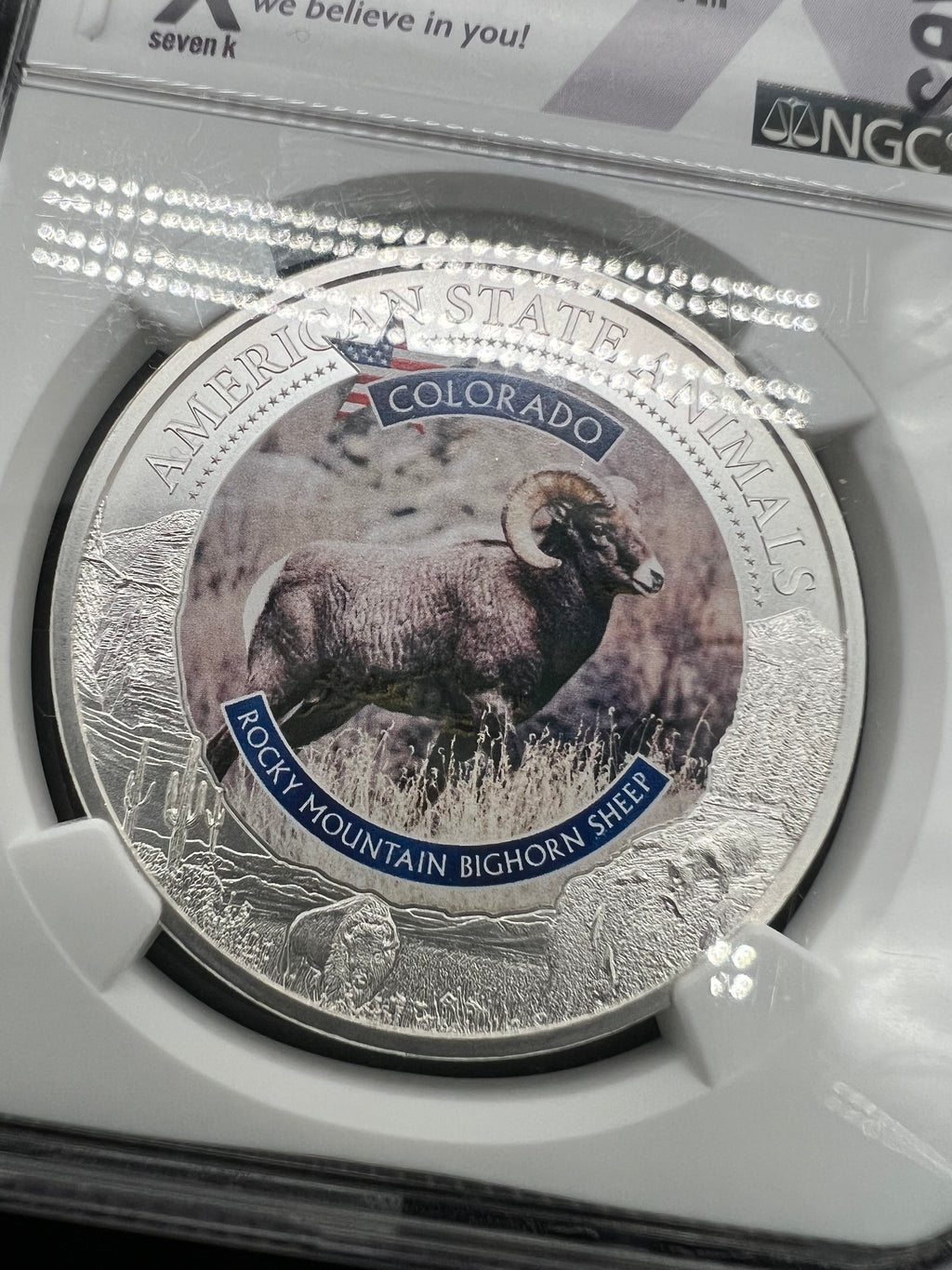 2021 MS70 Cook Island US State Animal Series Colorado - Rocky Mountain Bighorn Sheep NGC