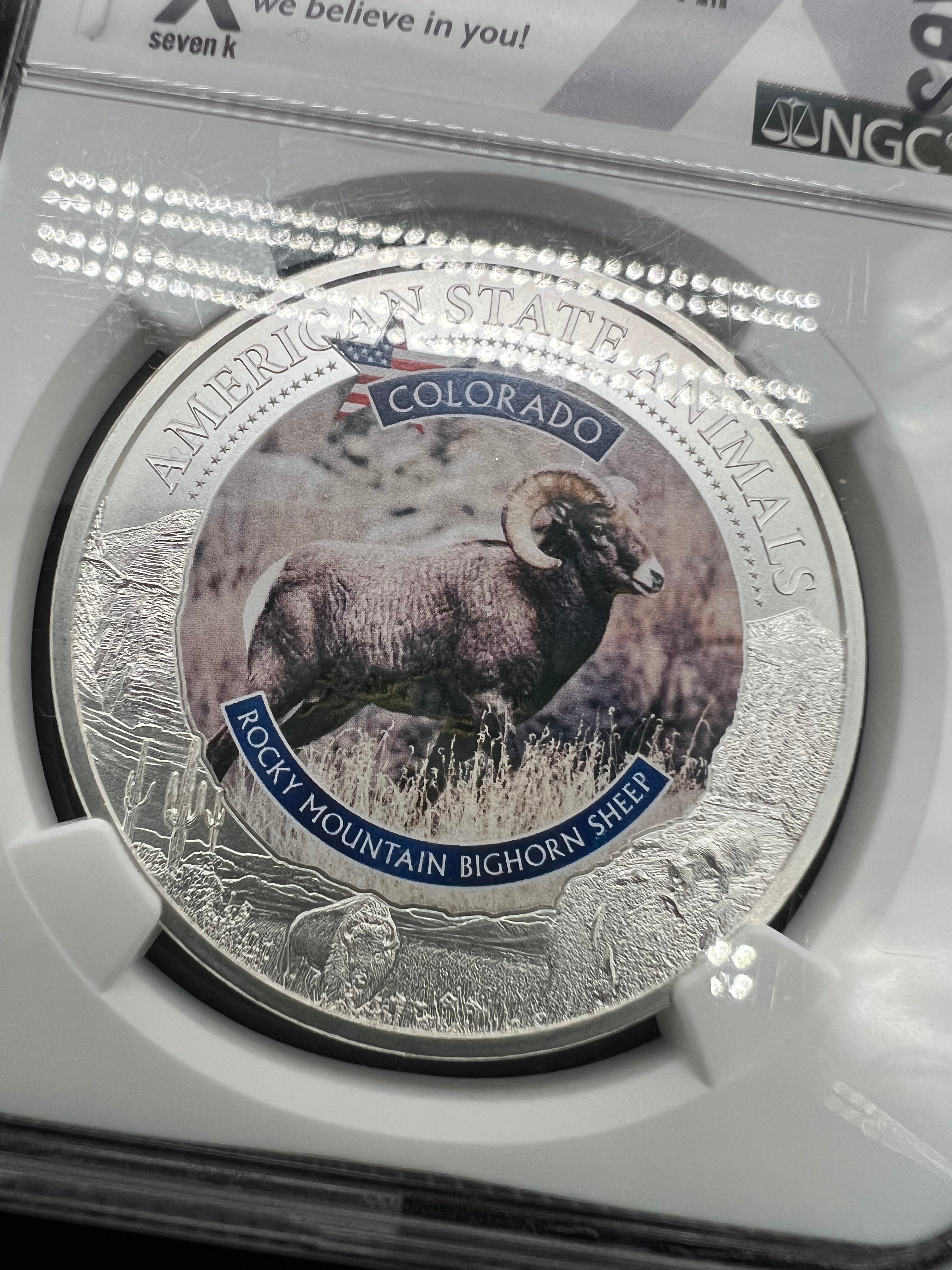 2021 MS70 Cook Island US State Animal Series Colorado - Rocky Mountain Bighorn Sheep NGC
