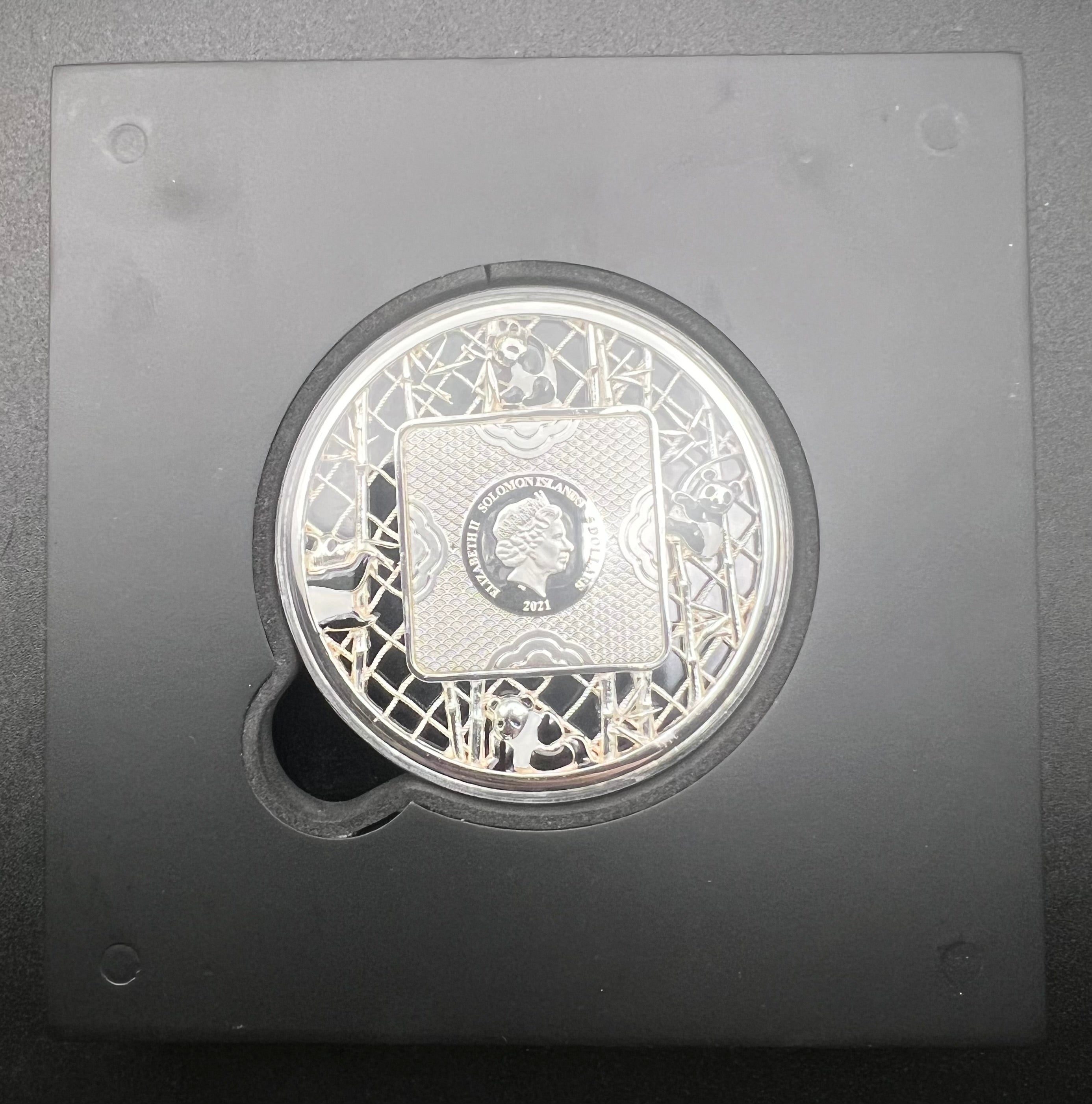 2021 Filigree Panda 2oz Silver Colorized Solomon Islands