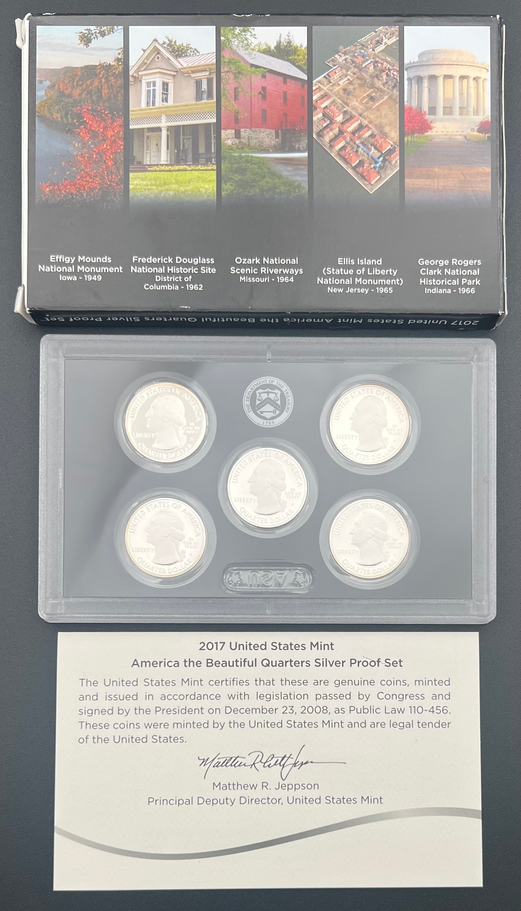 2017 90% Silver US Mint Proof America The Beautiful Silver Quarter Set