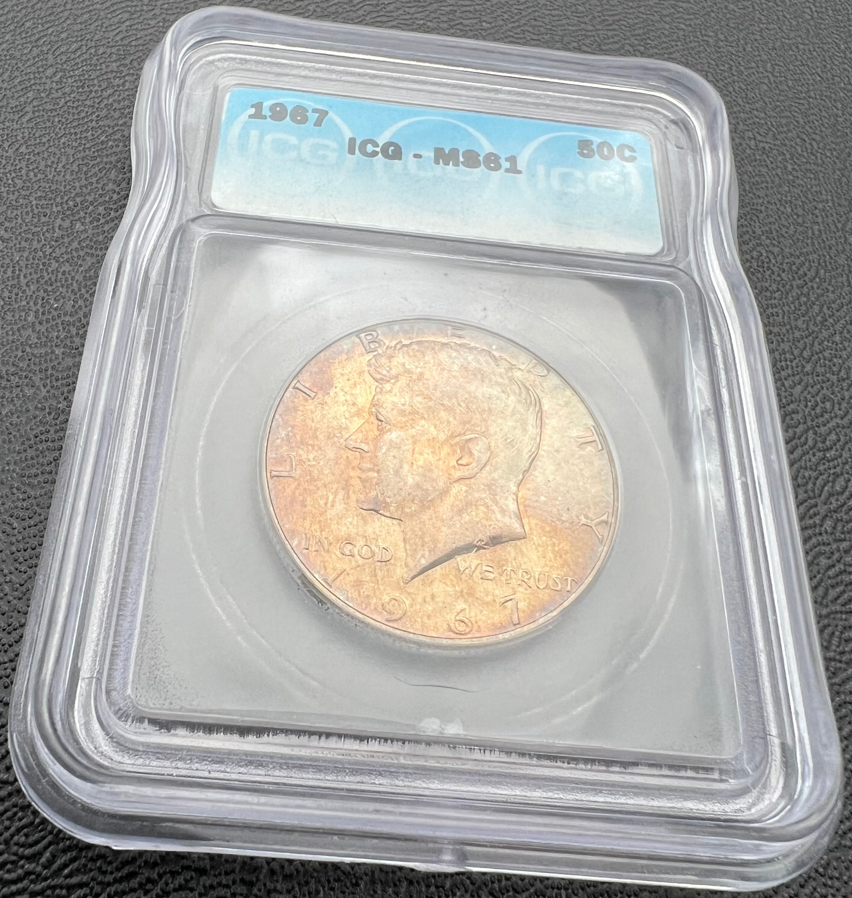 1967 MS61 Colorful Toner Kennedy Half Dollar ICG