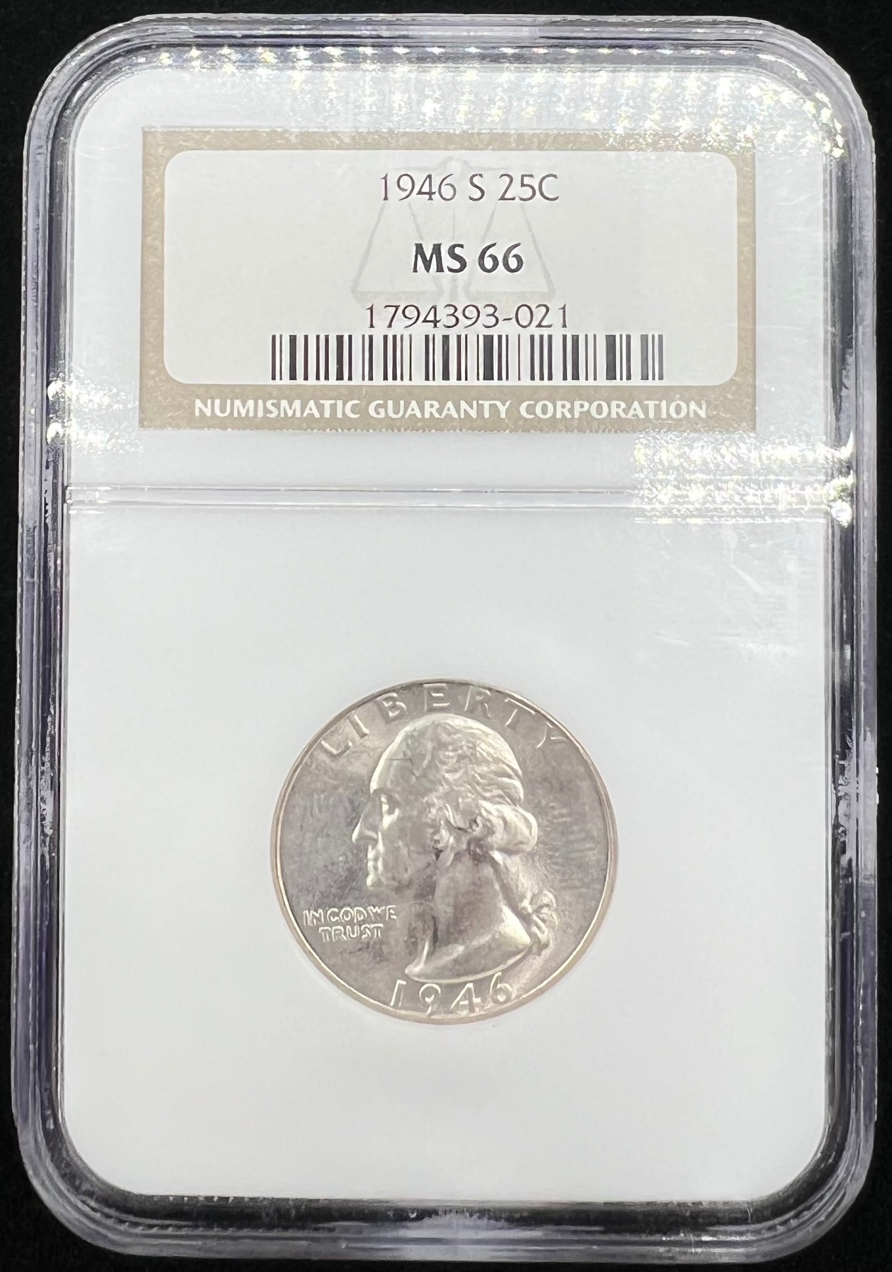 1946-S MS66 Washington Quarter NGC