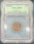 1928-D AU58 Lincoln Wheat Cent ICG