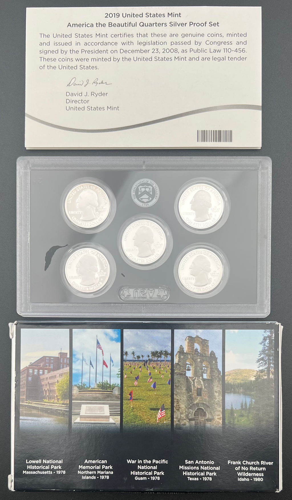 2019 90% Silver US Mint Proof America The Beautiful Silver Quarter Set