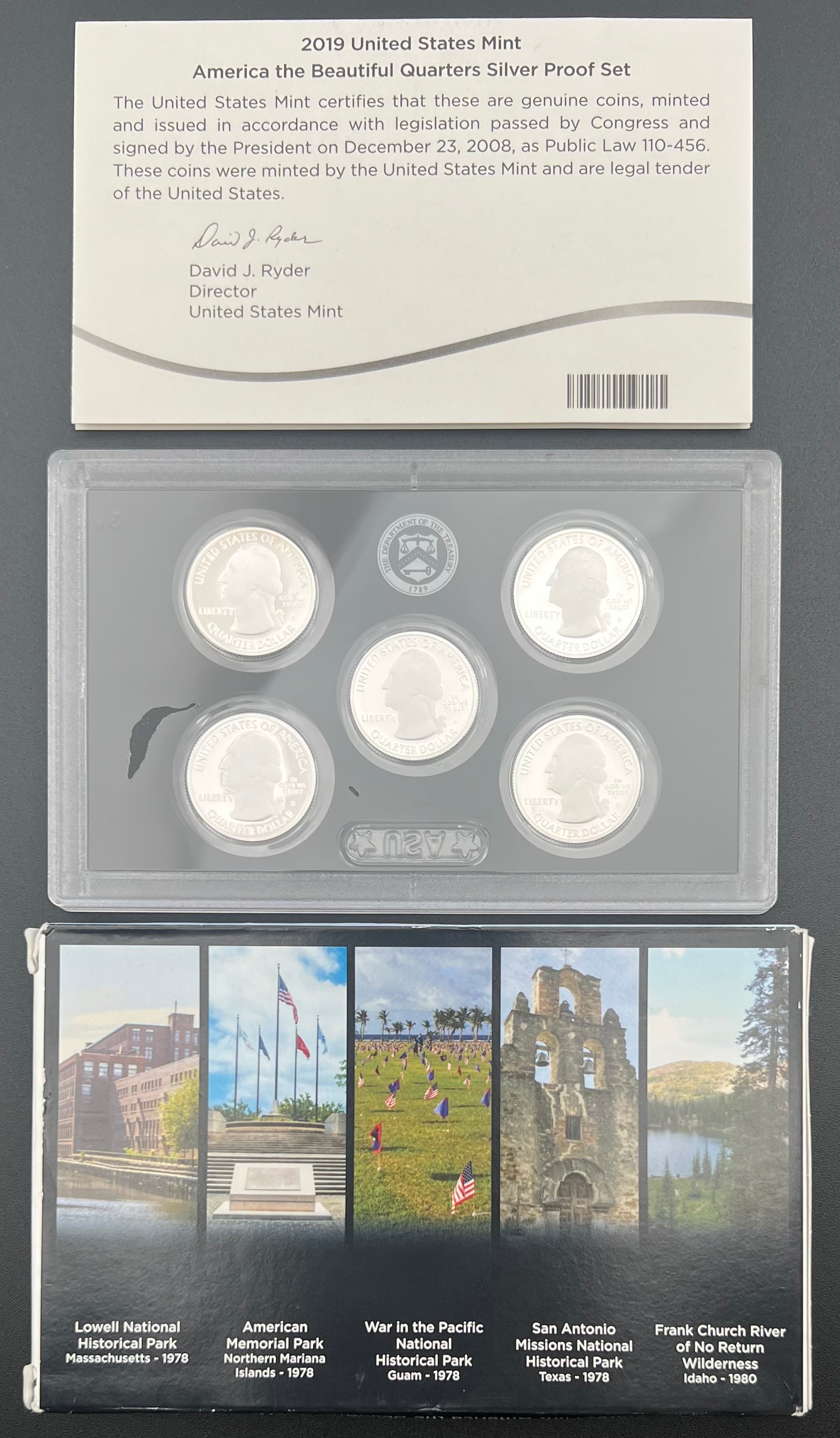 2019 90% Silver US Mint Proof America The Beautiful Silver Quarter Set