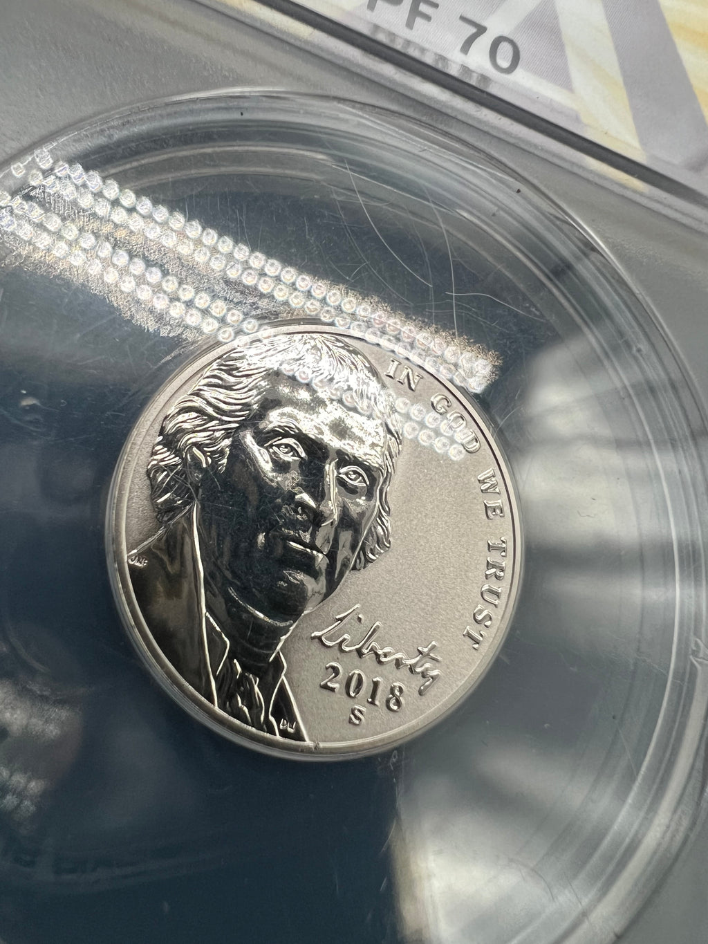 2018-S RP70 DCAM Jefferson Nickel ANACS Reverse Proof