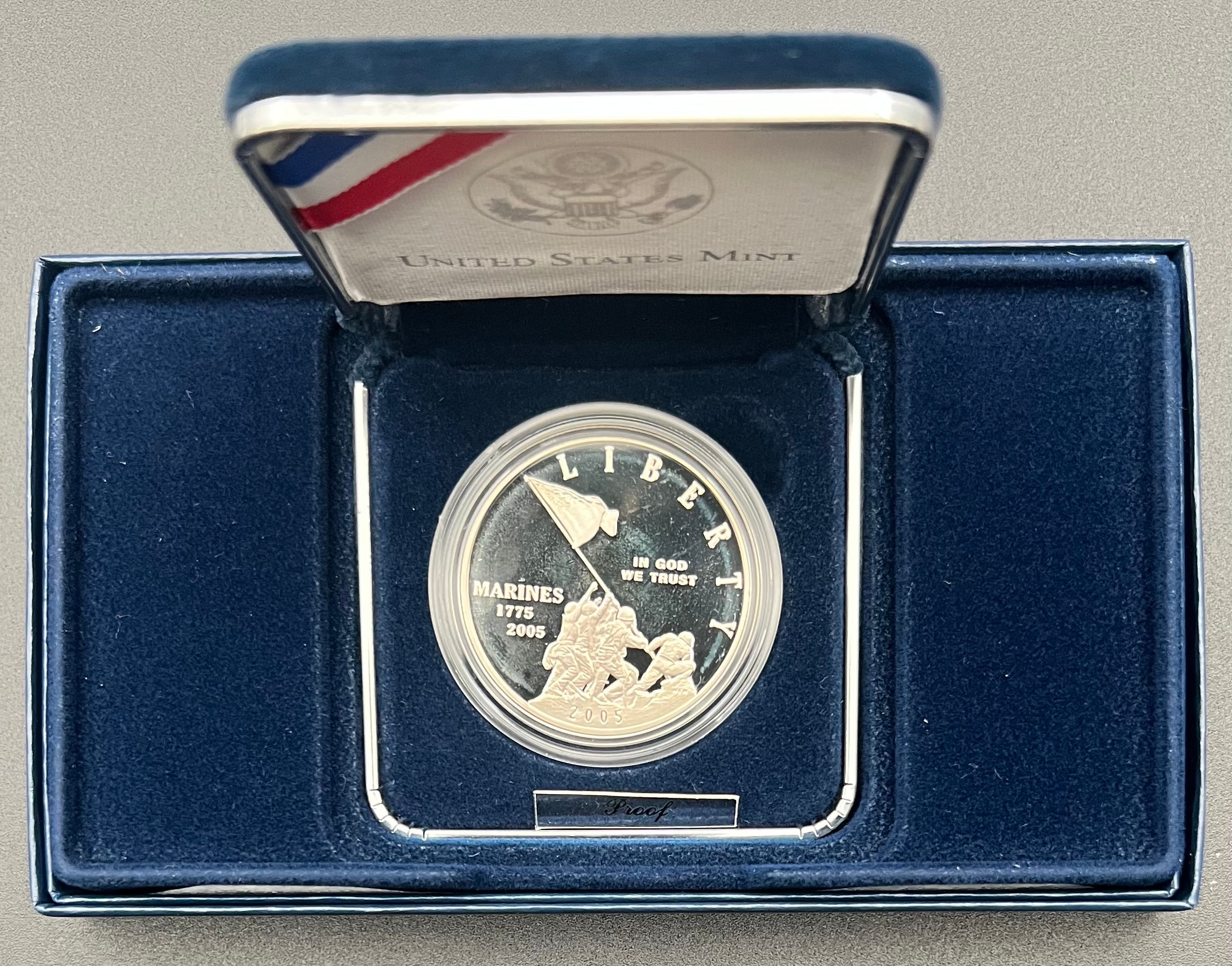 2005-P 90% Proof Marine Corps 230th Anniversary Silver Dollar