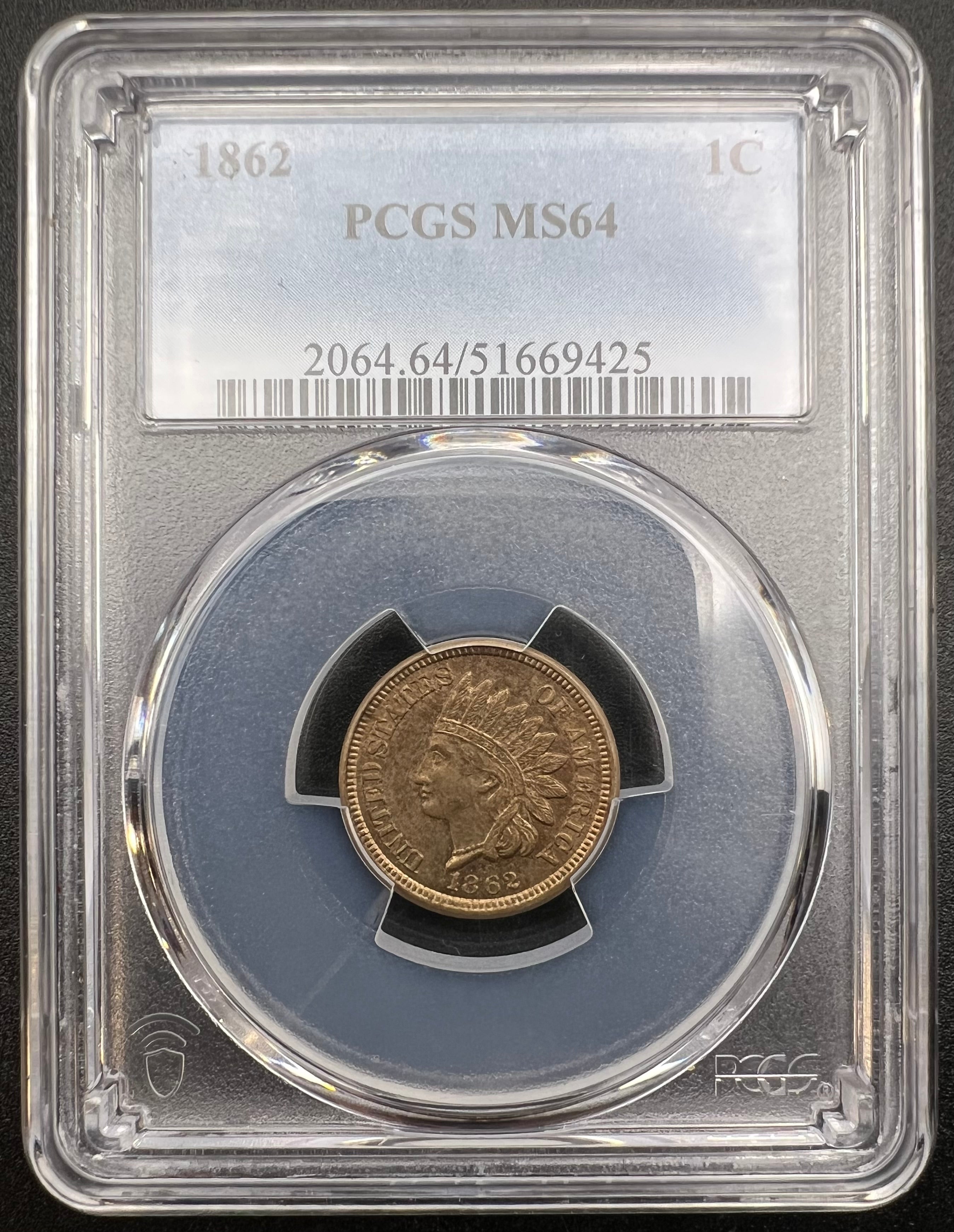 1862 MS64 Indian Head Cent PCGS