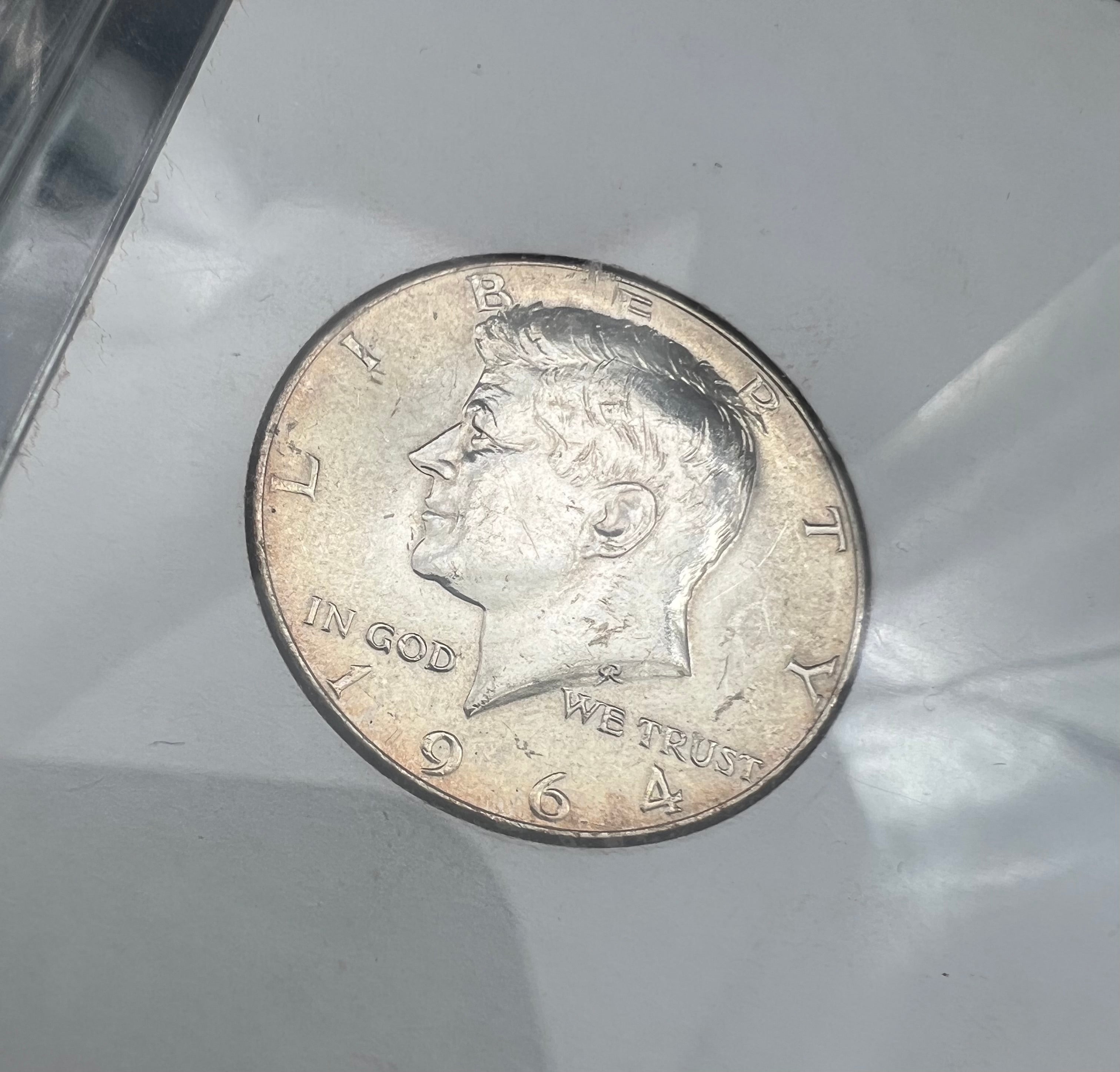 90% Silver 1964 Kennedy Half Dollar  Philadelphia & Denver Set With Stamp