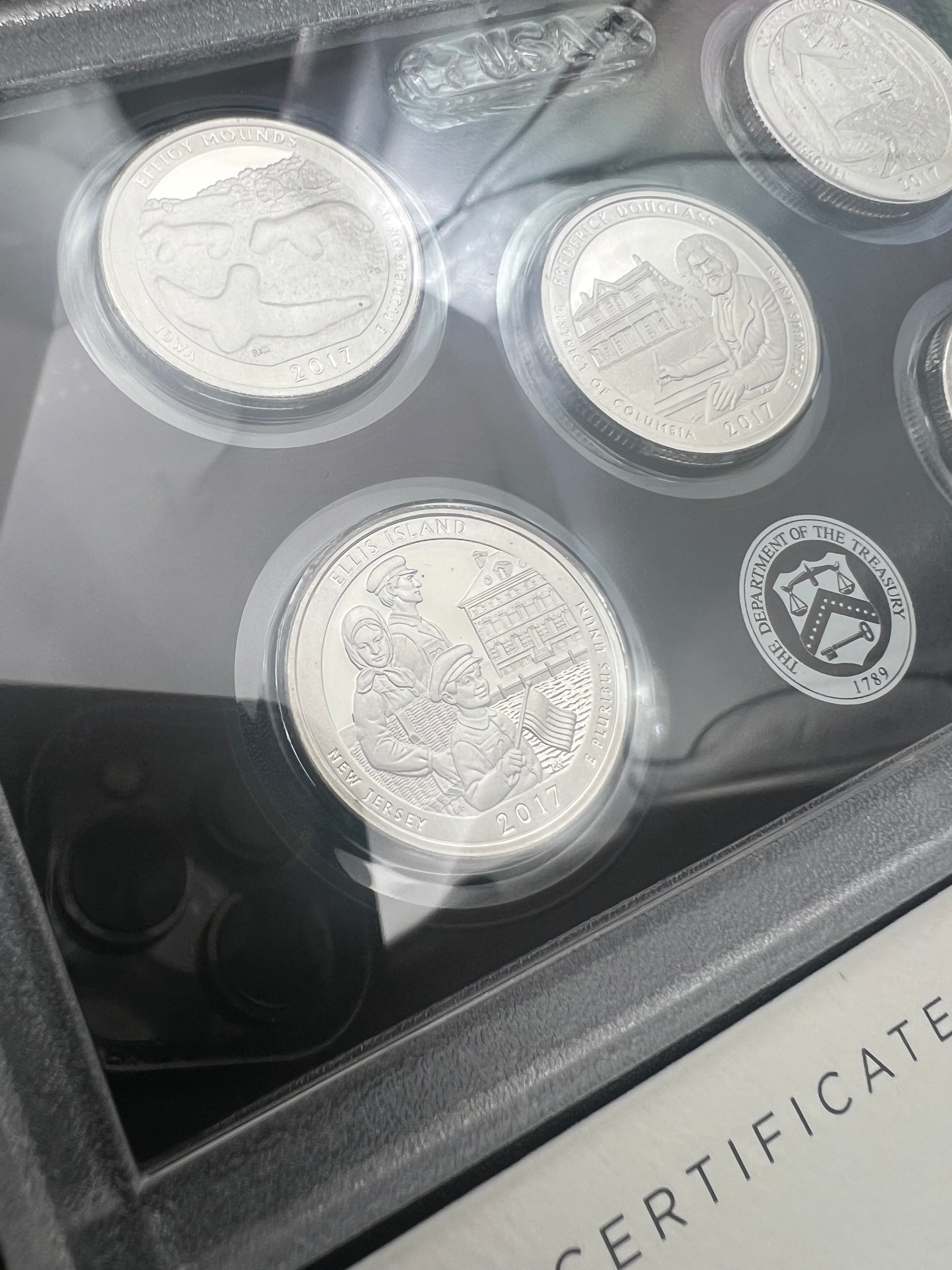 2017 90% Silver US Mint Proof America The Beautiful Silver Quarter Set