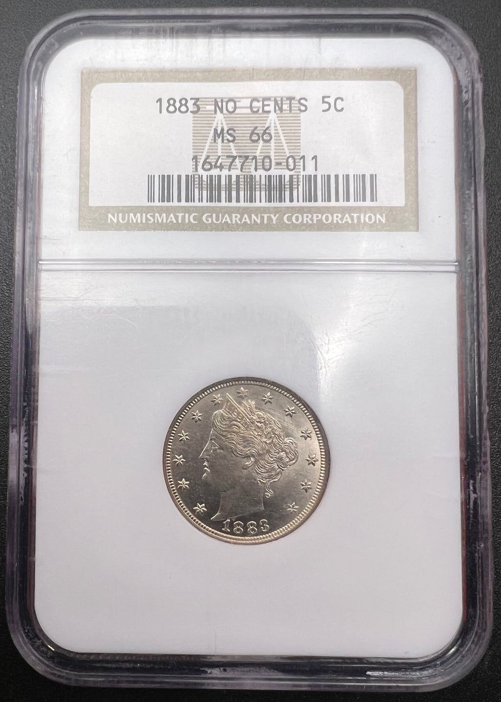 1883 MS66 No Cents V Nickel NGC