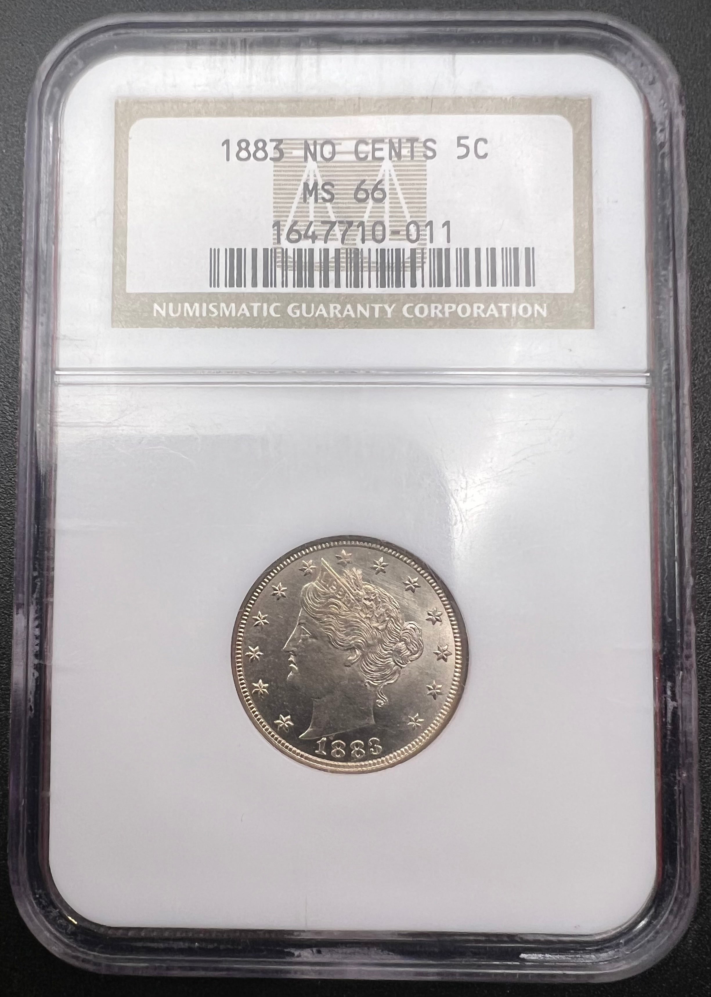 1883 MS66 No Cents V Nickel NGC