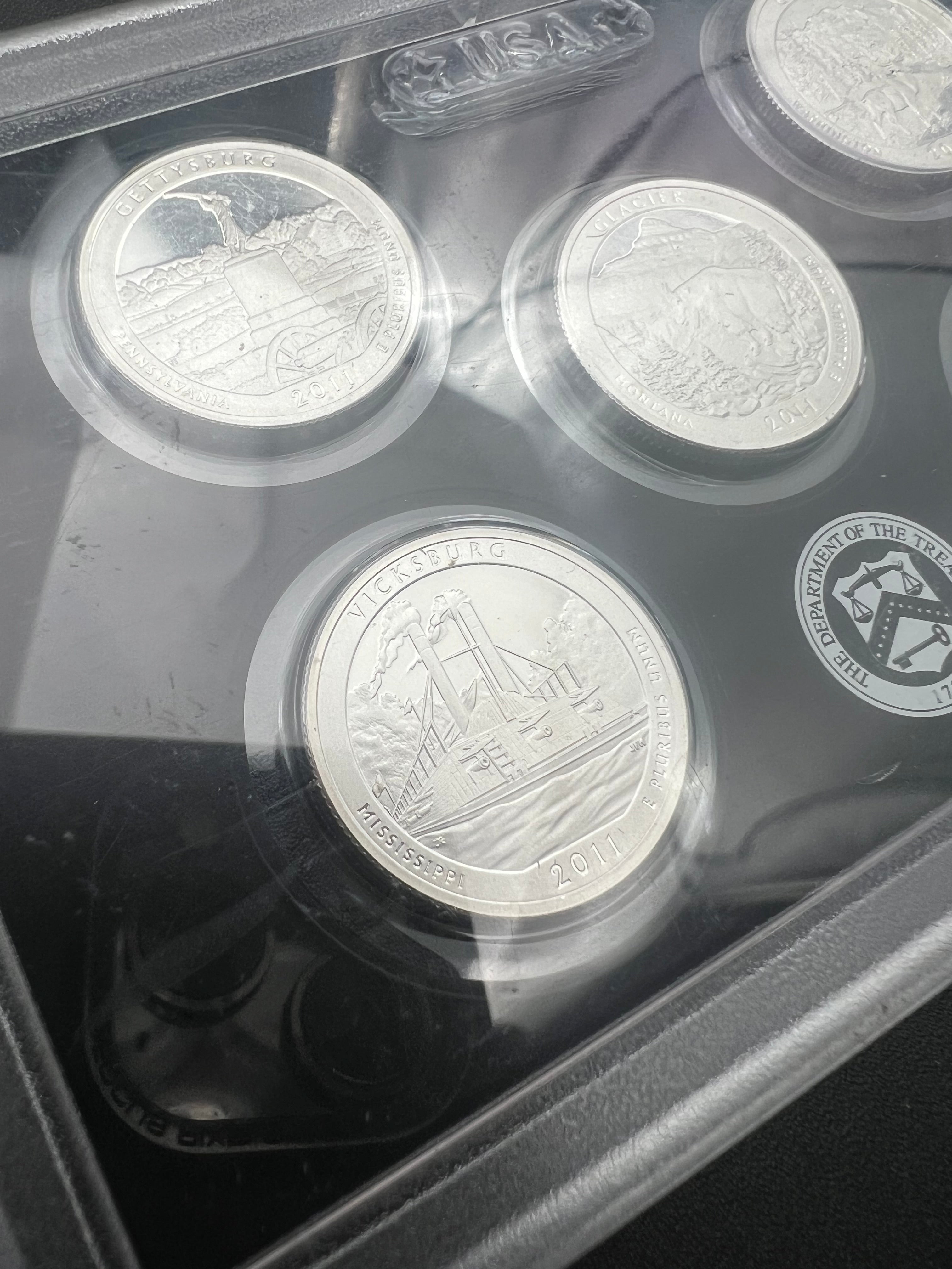 2011 90% Silver US Mint America The Beautiful Silver Proof Quarters Set WINDOW ONLY NO BOX/COA