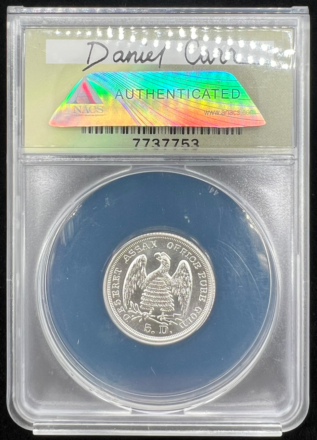 1860 Daniel Carr Mormon $5 Deseret Assay Office MS70 ANACS