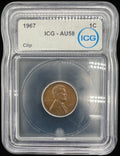 Mint Error 1967 AU58 Clipped Lincoln Cent ICG