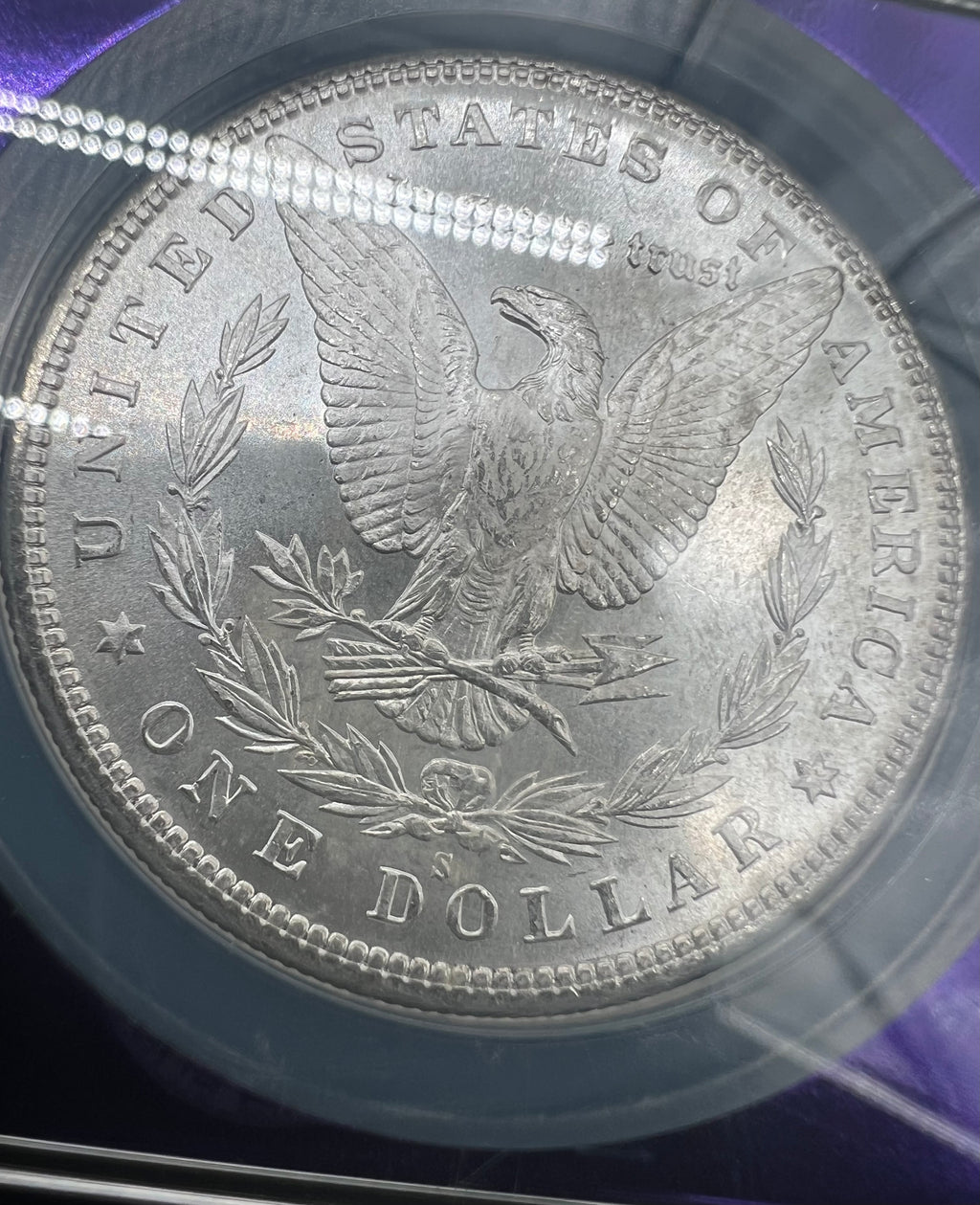 1880/79-S MS66+ CAC Top 100 Vam-8 Medium S Morgan Dollar NGC Purple Core