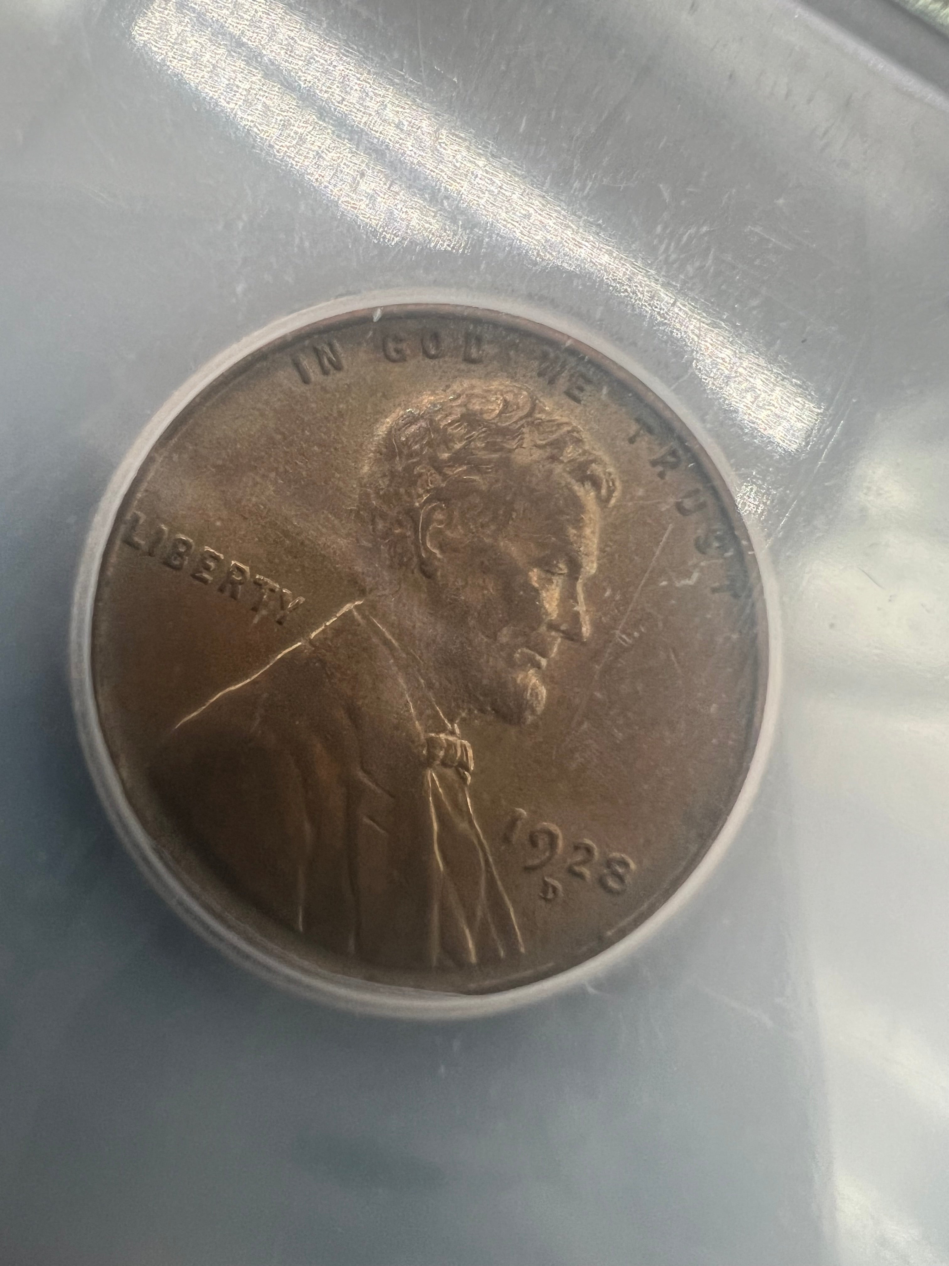 1928-D AU58 Lincoln Wheat Cent ICG