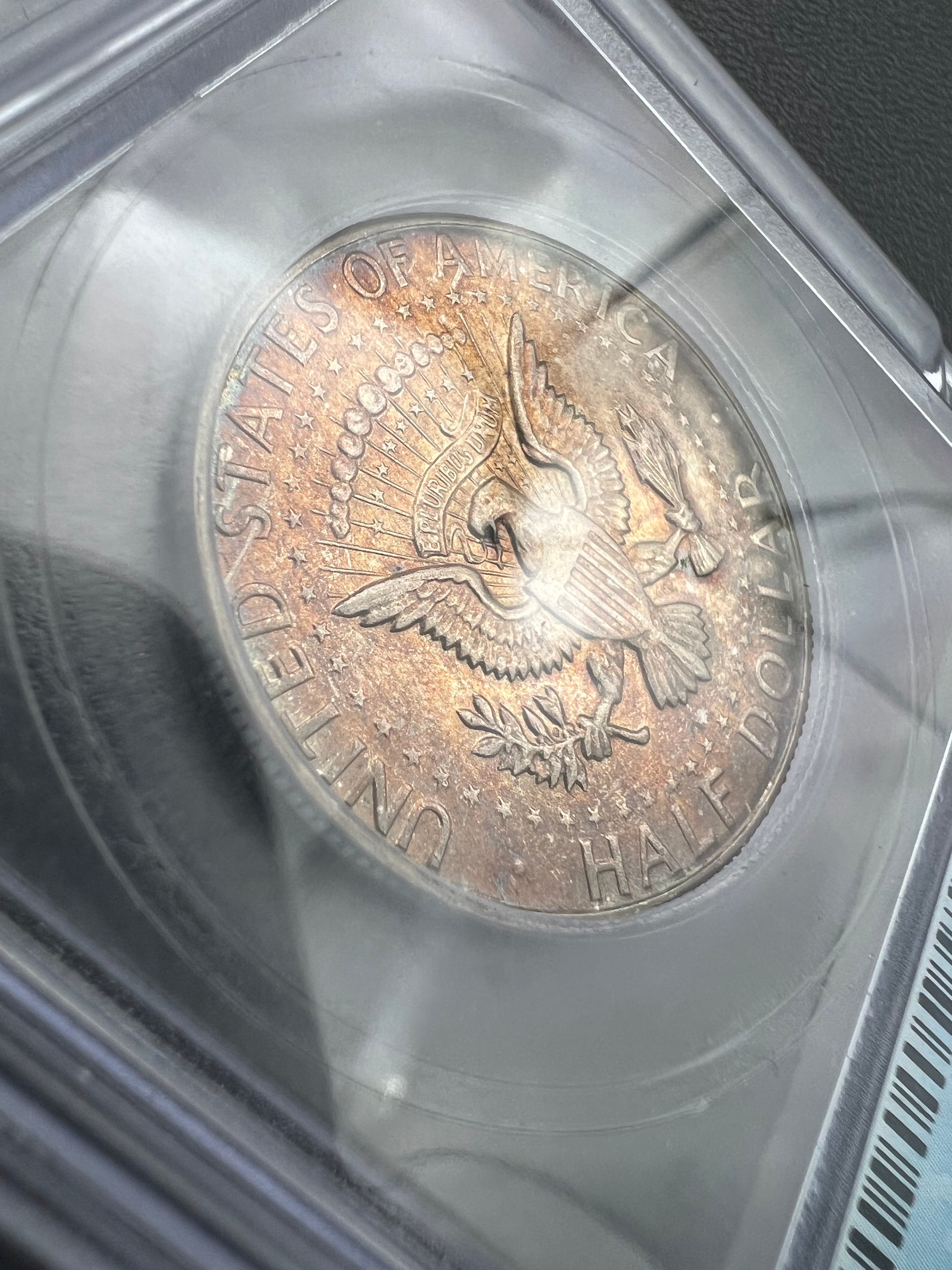 1967 MS61 Colorful Toner Kennedy Half Dollar ICG