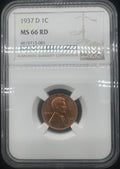 1937-D MS66 RD Lincoln Cent NGC