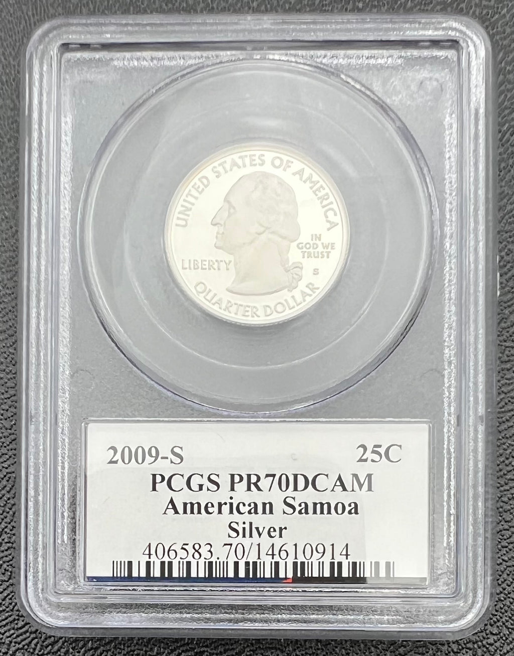 2009-S PR70 DCAM American Samoa Silver Quarter PCGS