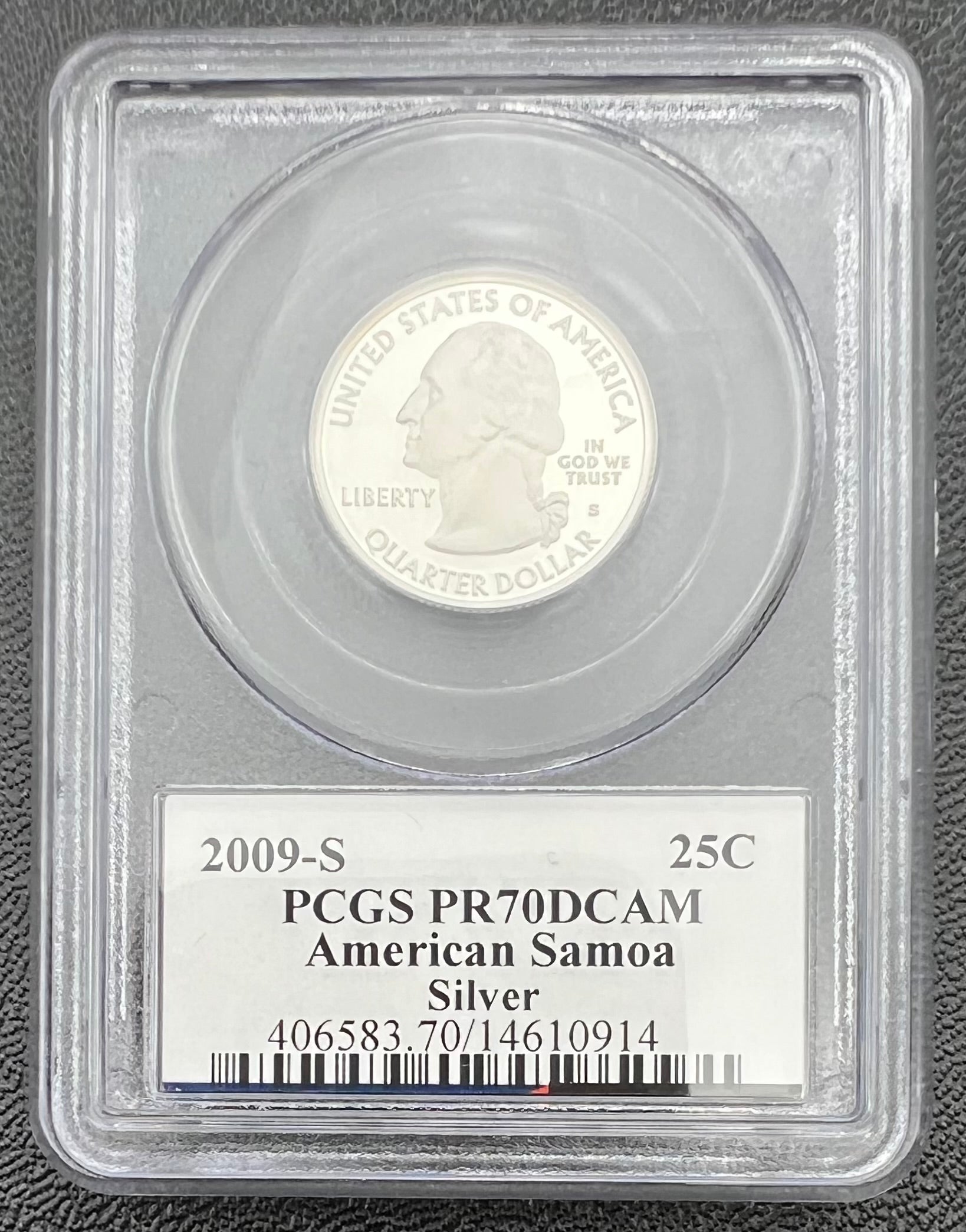2009-S PR70 DCAM American Samoa Silver Quarter PCGS