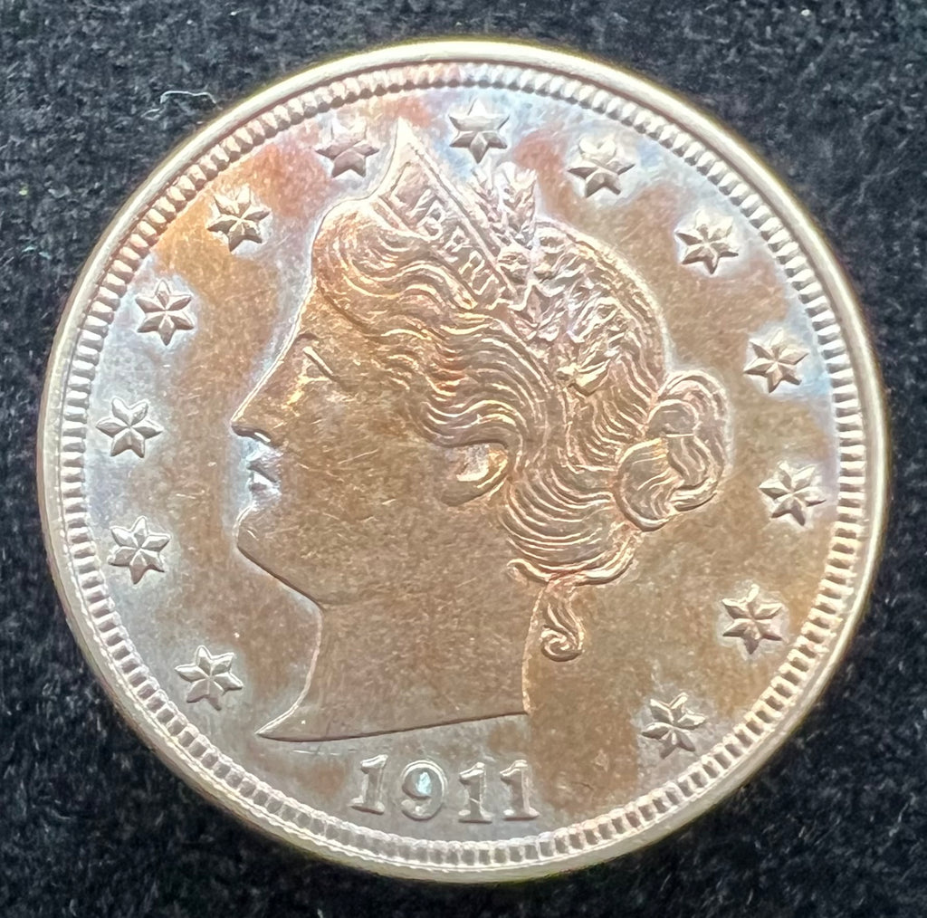1911 V Nickel Colorful Toning