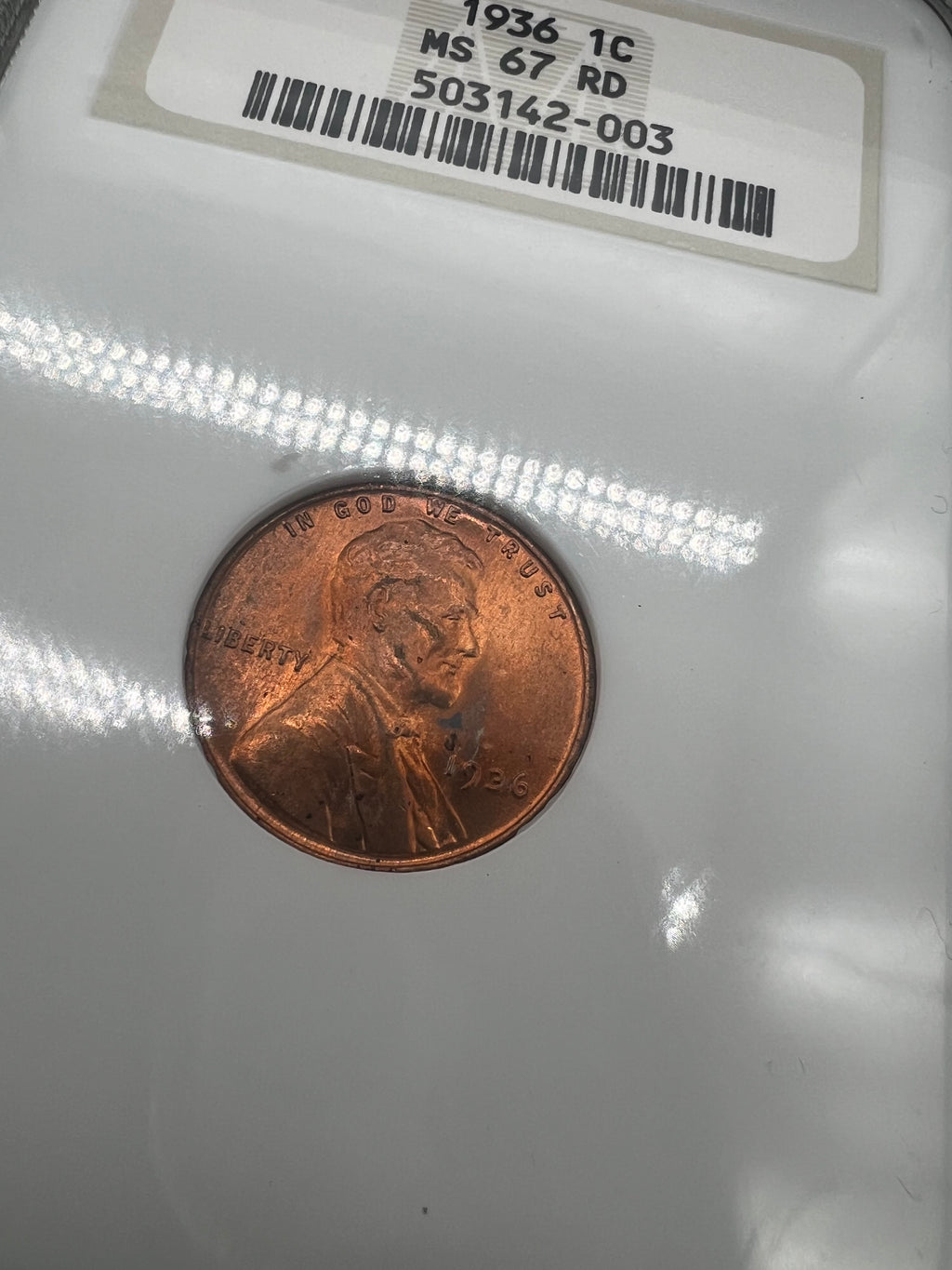 1936 MS67 RD Lincoln Cent NGC Older Holder