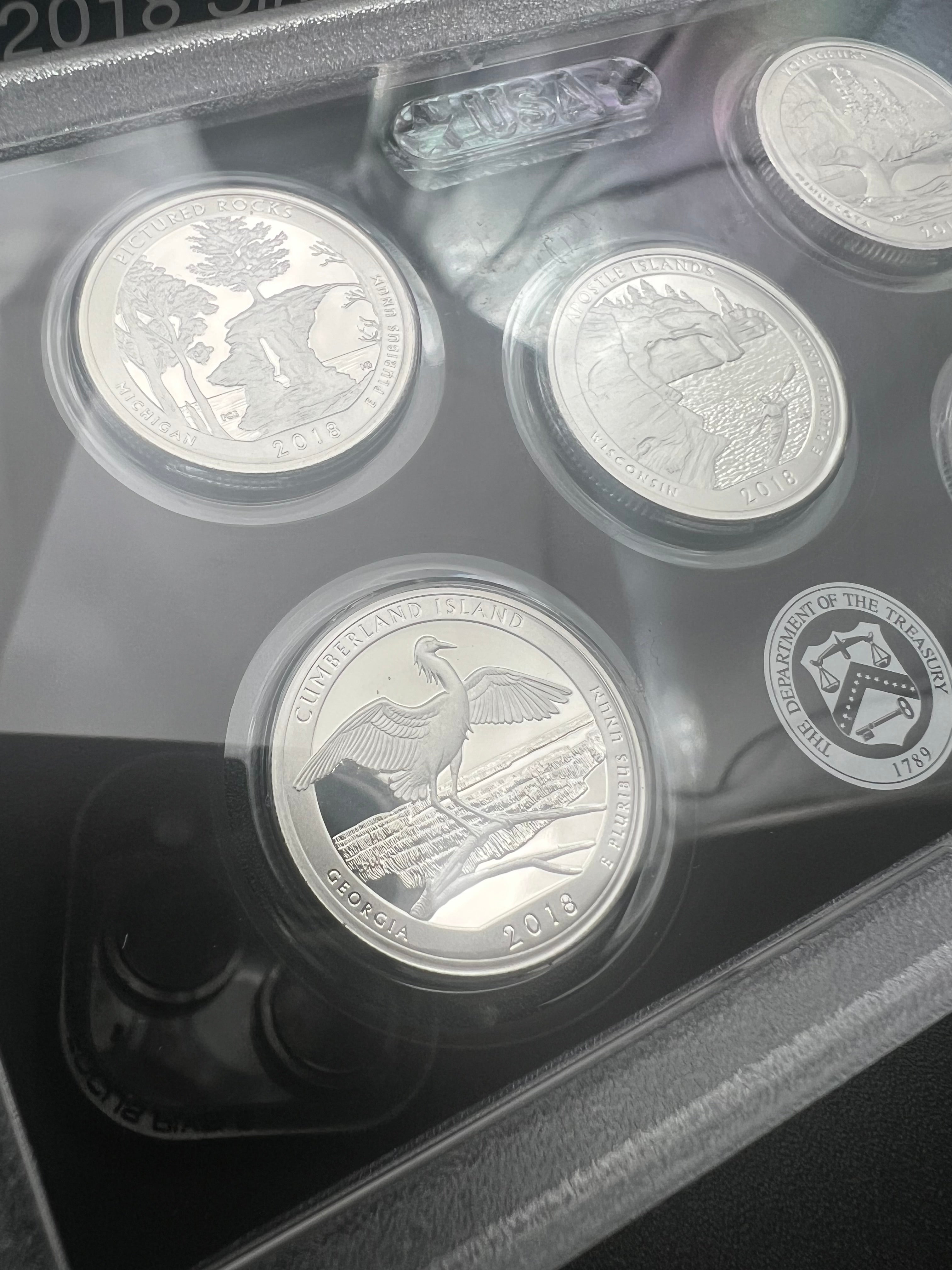90% Silver 2018 America The Beautiful Proof Silver Quarter Set Third Party Packaging