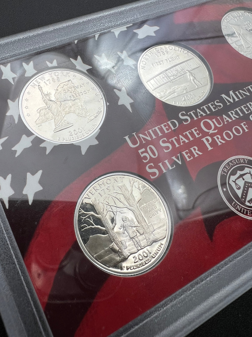 2001 90% Silver US Mint 50 State Quarters Silver Proof Set WINDOW ONLY NO BOX/COA