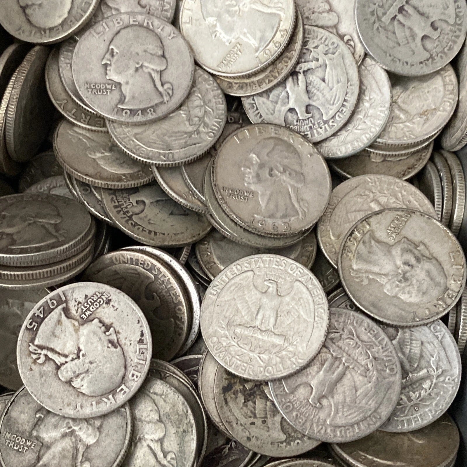 90% Silver Washington Quarters - Circulated - 1$ Face Value (4 Coins)